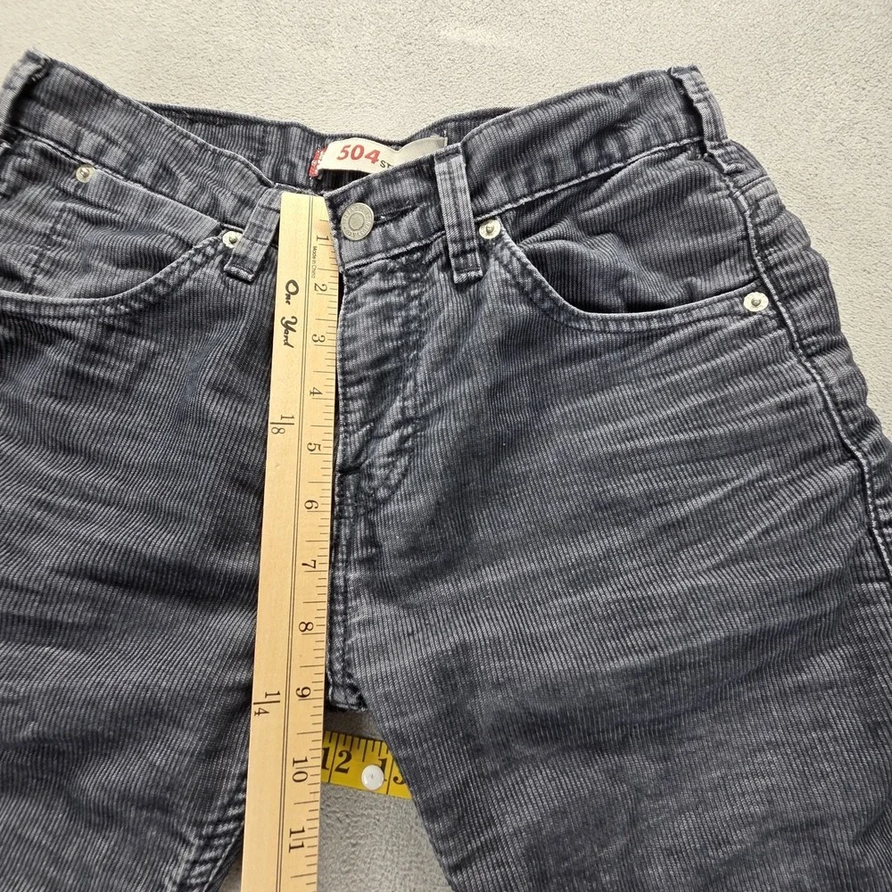 Vintage Levis 504 Jeans Mens 28x32 Gray Corduroy Straight Engineered Zip Fly